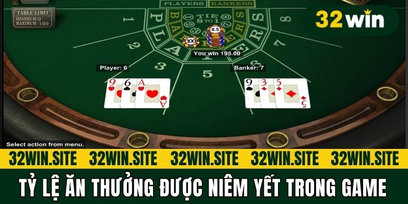 Tỷ lệ ăn thưởng được niêm yết trong game